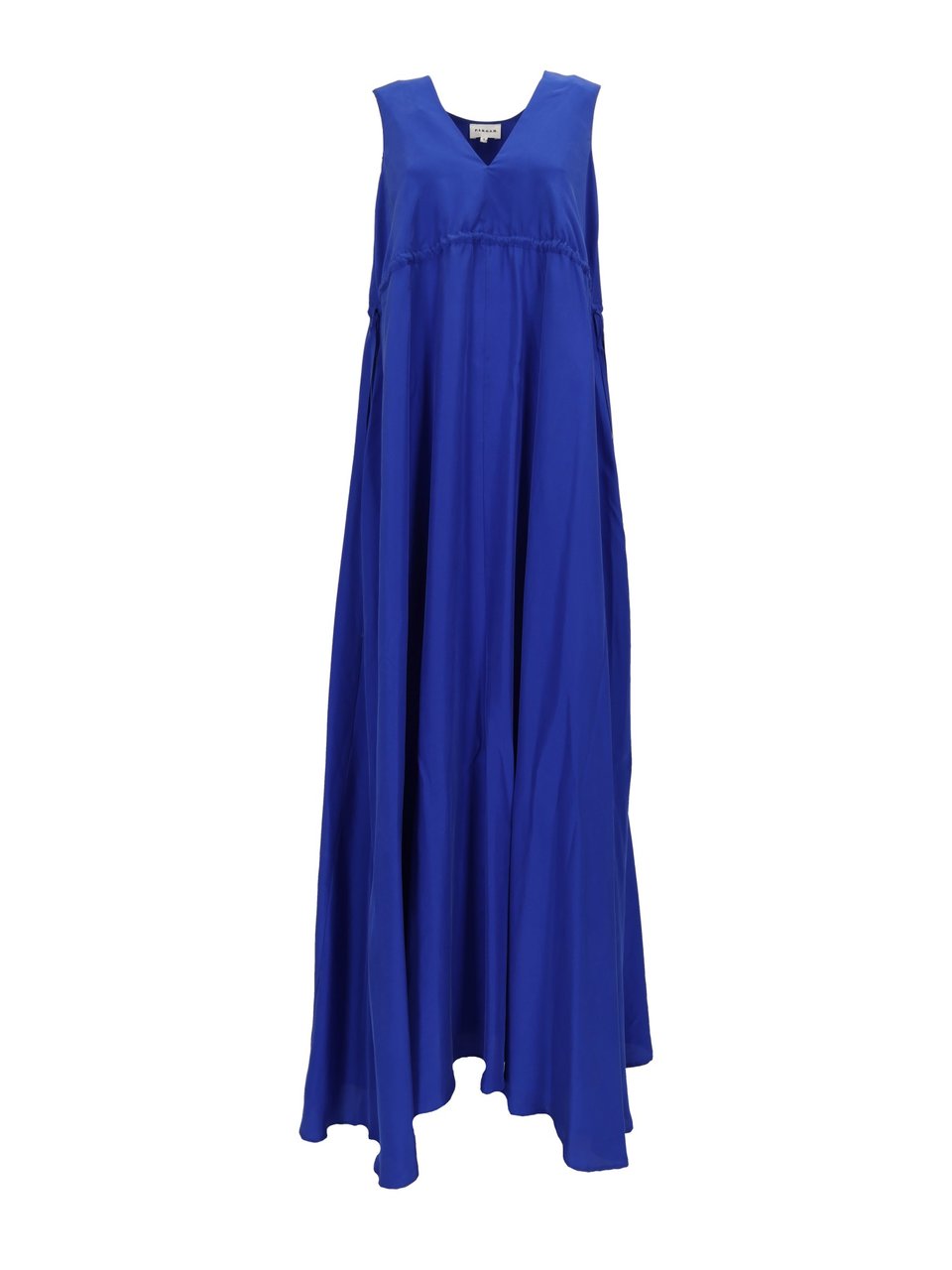 P.A.R.O.S.H. Silk Asymmetrical Gathered Midi Dress Blauw