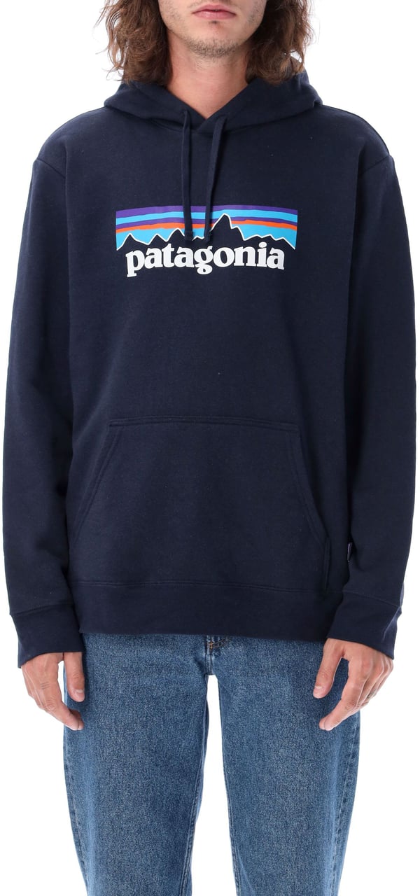 Patagonia P-6 Logo Hoodie Blu Blauw