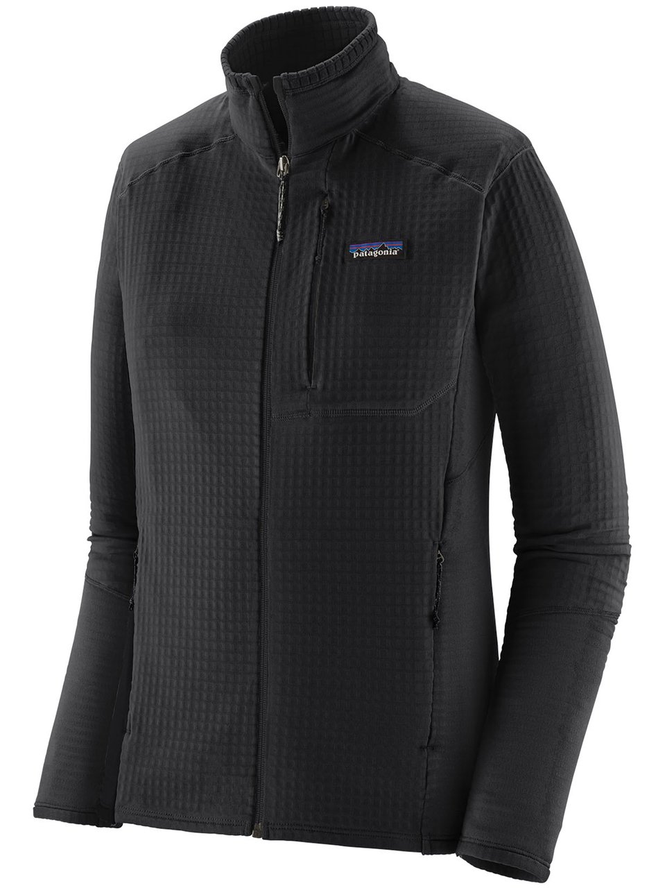 Patagonia Black R1 Jkt Fitted Textured Active Jacket Zwart