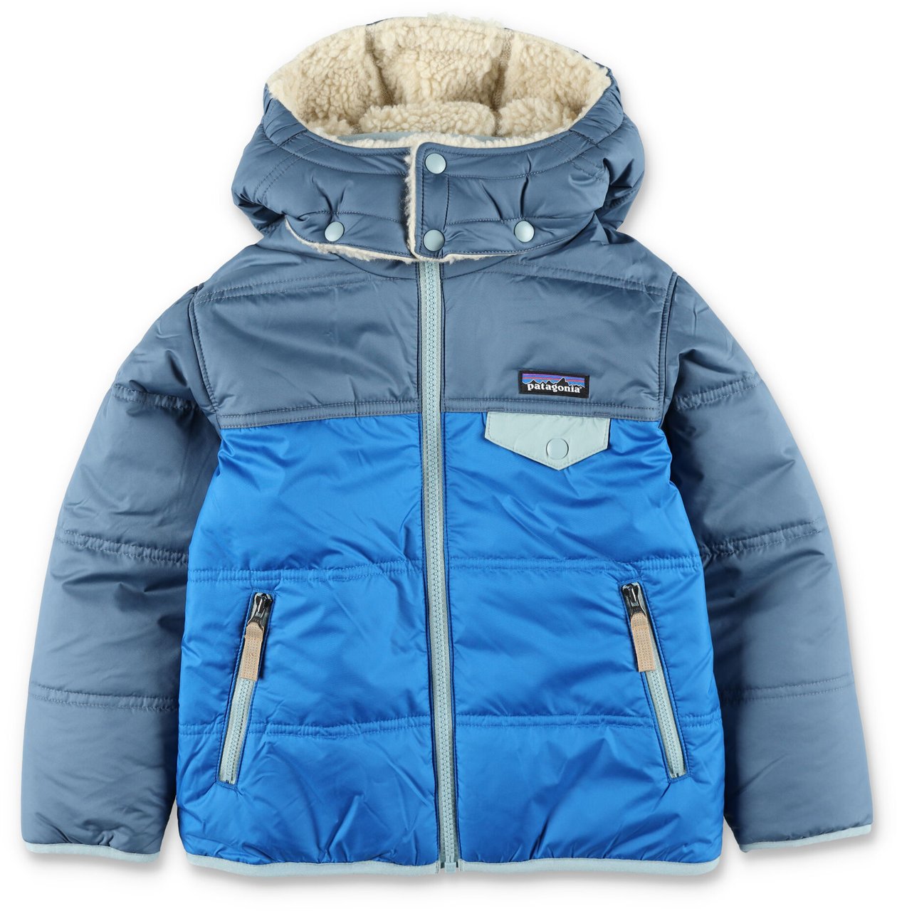 Patagonia Reversible Baby Teddy Jacket Hoodie Blue Blauw