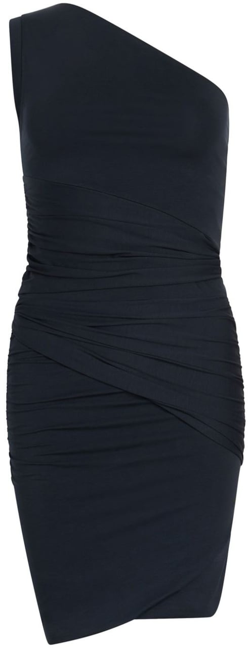 Patou Midnight Blue Asymmetric Mini Dress Zwart