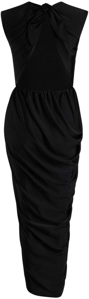 Patou Sleeveless Black Midi Dress Zwart