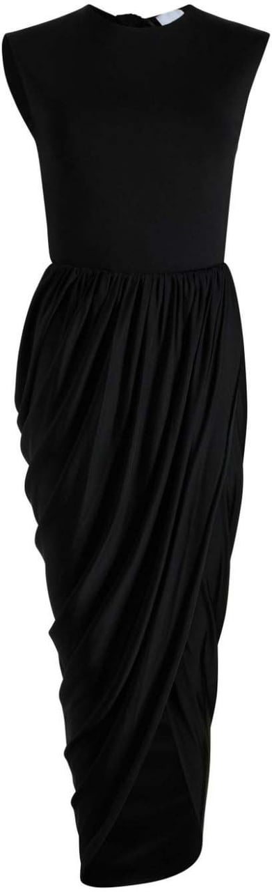 Patou Sleeveless Black Midi Dress Zwart