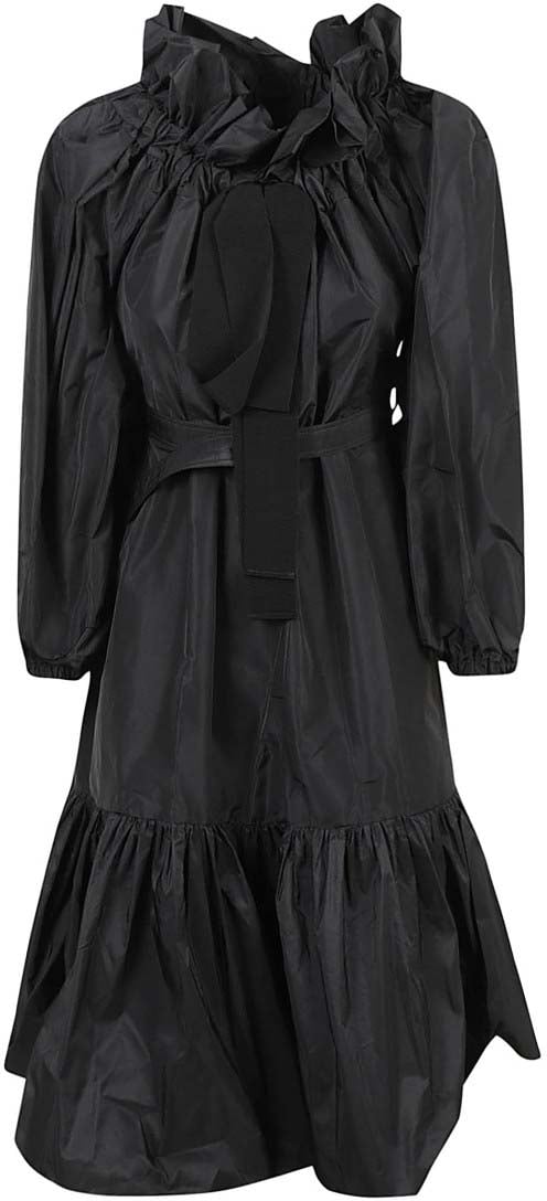 Patou Structured Black Dress With High Neckline Zwart