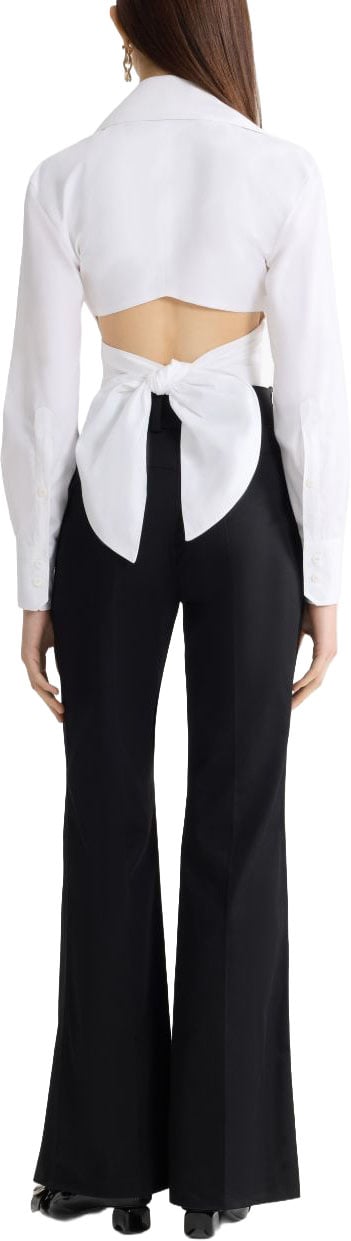 Patou Collared Knotted Front Cut Out Back Top Wit