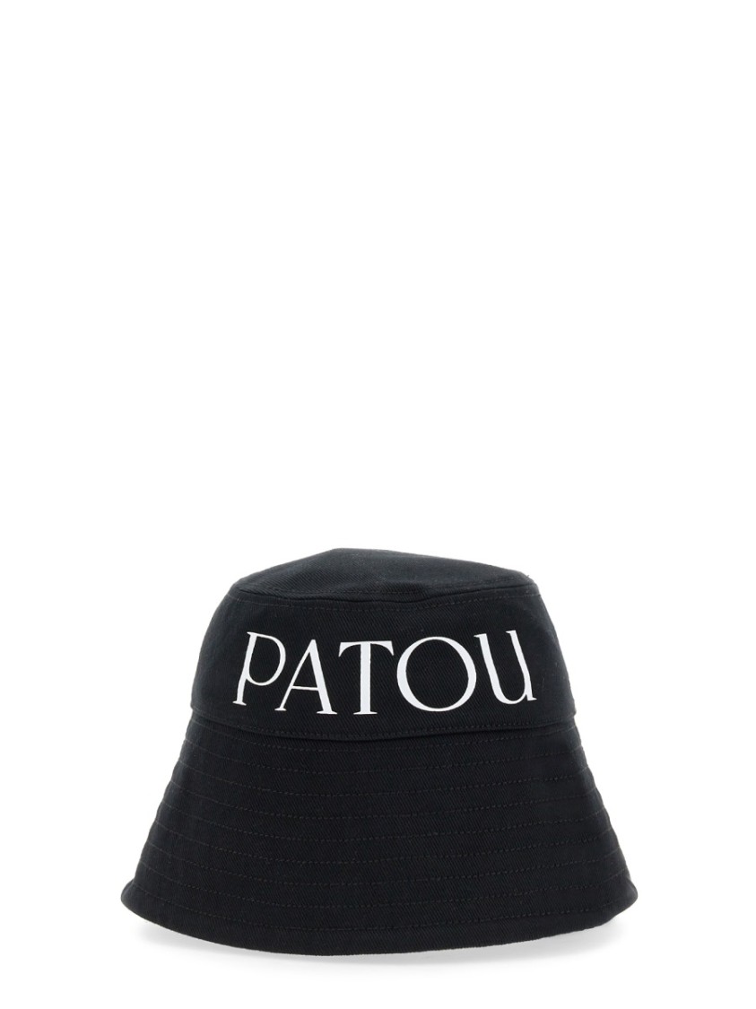 Patou Classic Black Bucket Hat With Structured Crown Zwart