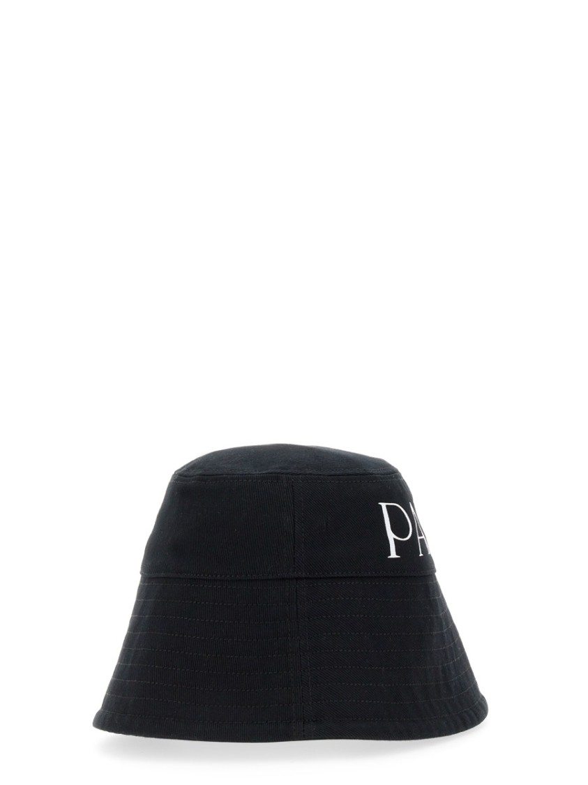 Patou Classic Black Bucket Hat With Structured Crown Zwart