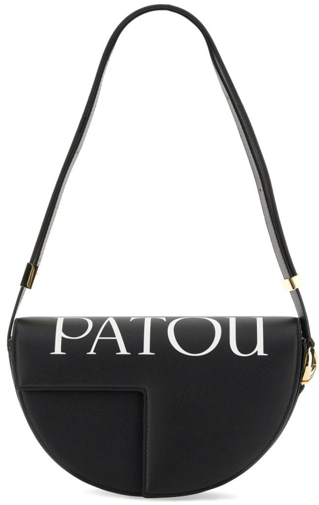 Patou Leather Shoulder Bag Zwart