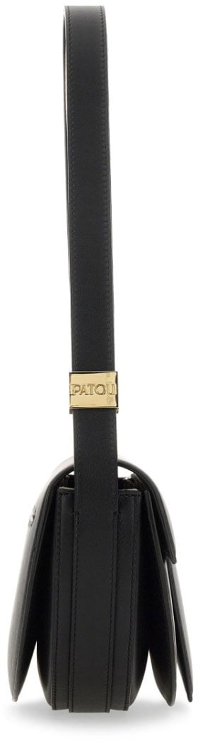 Patou Leather Shoulder Bag Zwart