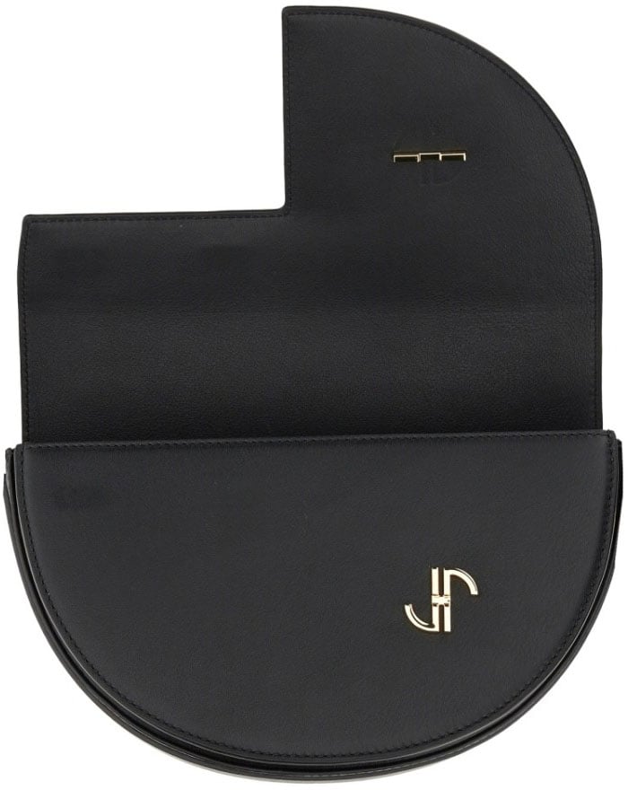 Patou Leather Shoulder Bag Zwart