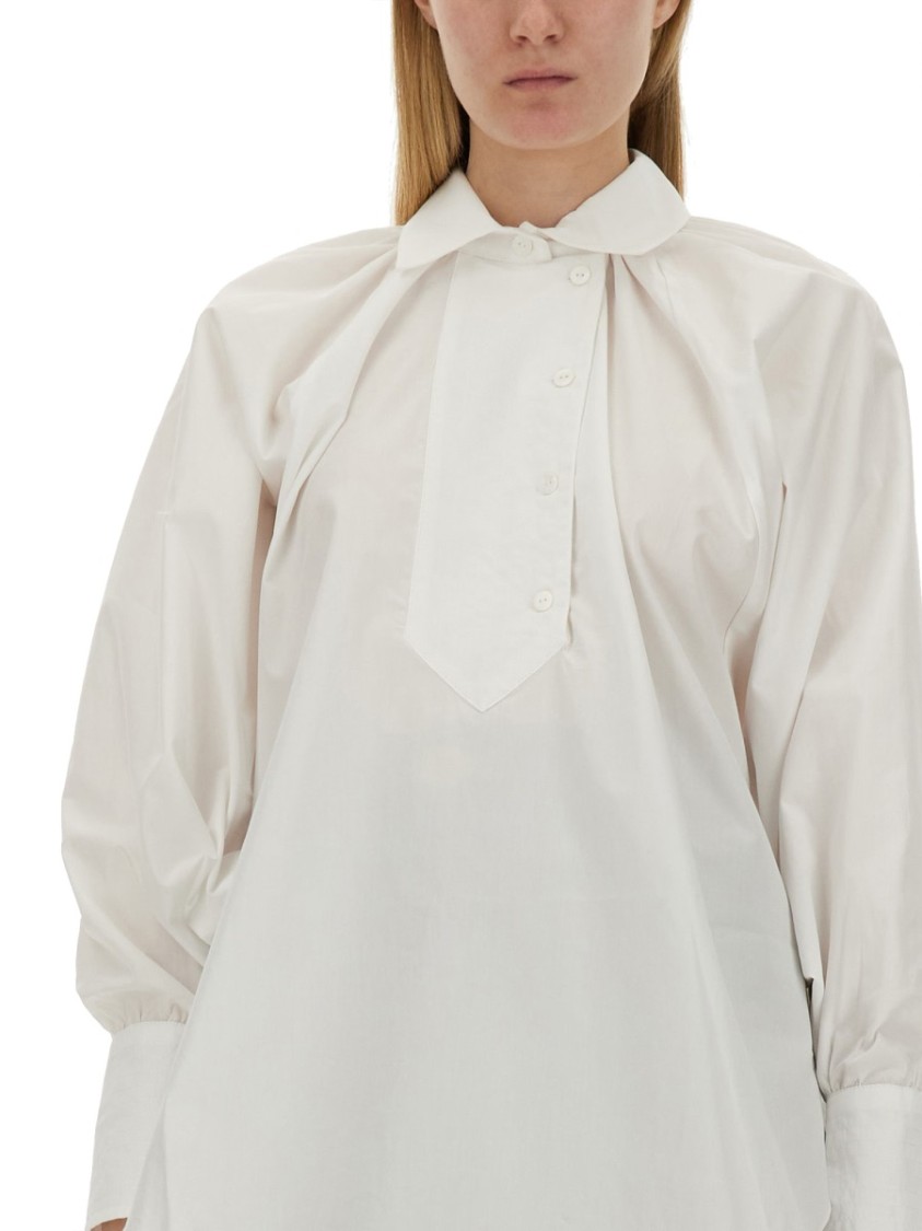 Patou Relaxed Fit Cotton Blouse With High Neck Wit