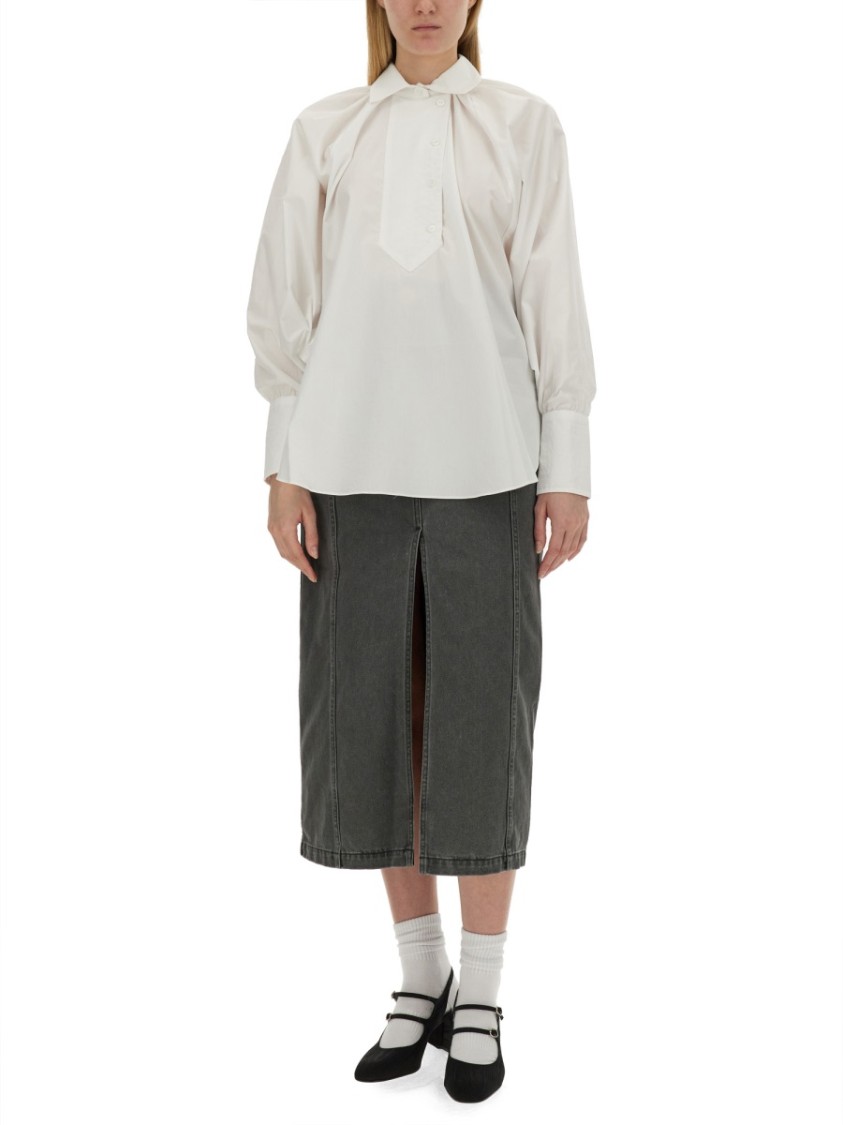 Patou Relaxed Fit Cotton Blouse With High Neck Wit