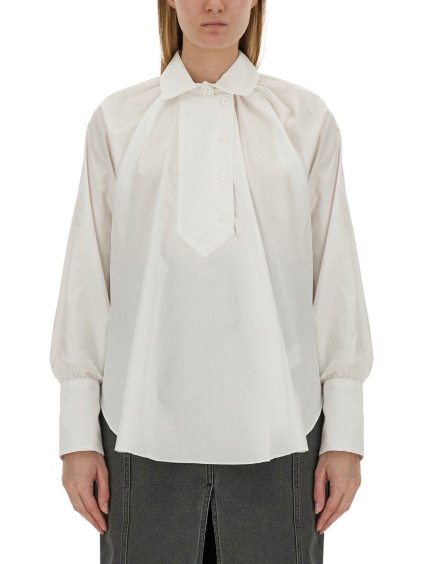 Patou Relaxed Fit Cotton Blouse With High Neck Wit