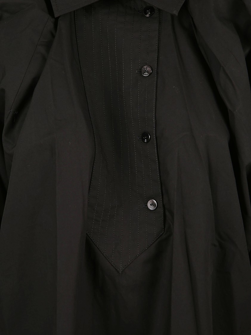 Patou Black Relaxed Fit Shirt With Classic Collar Zwart