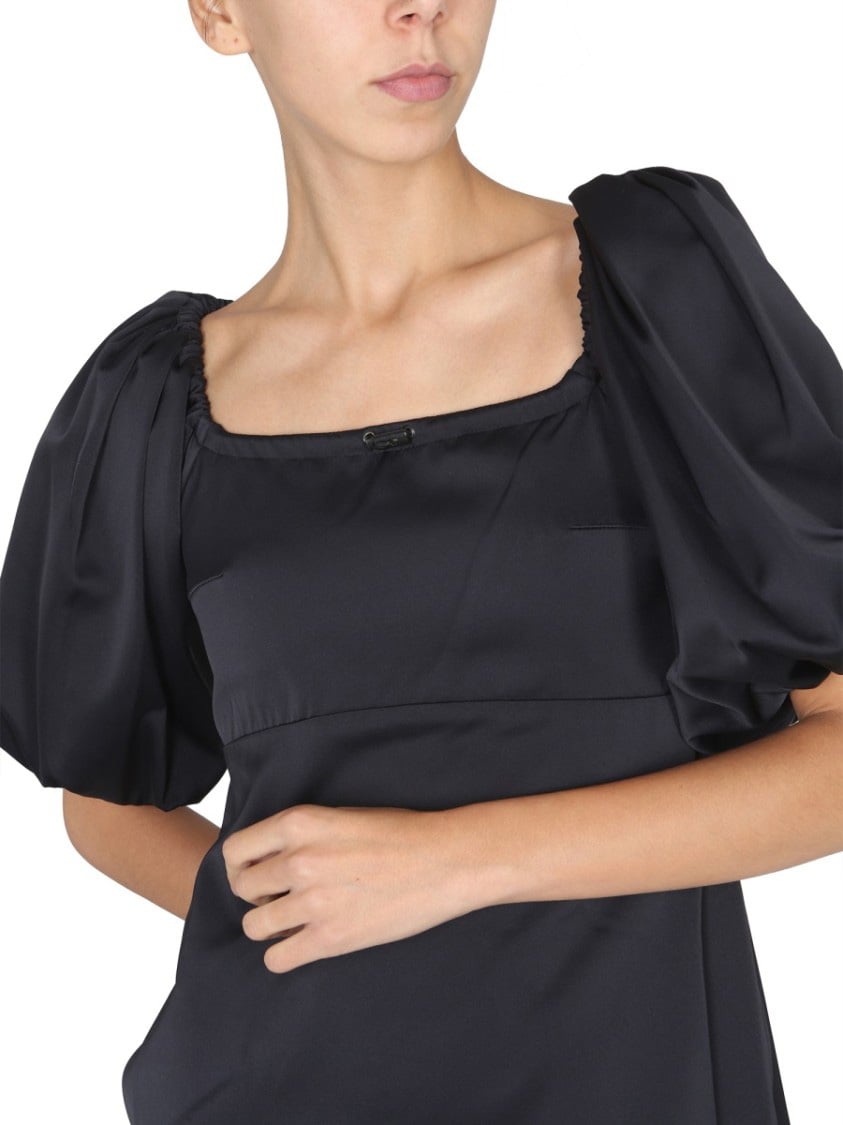 Patou Mini Dress With Balloon Sleeves Zwart