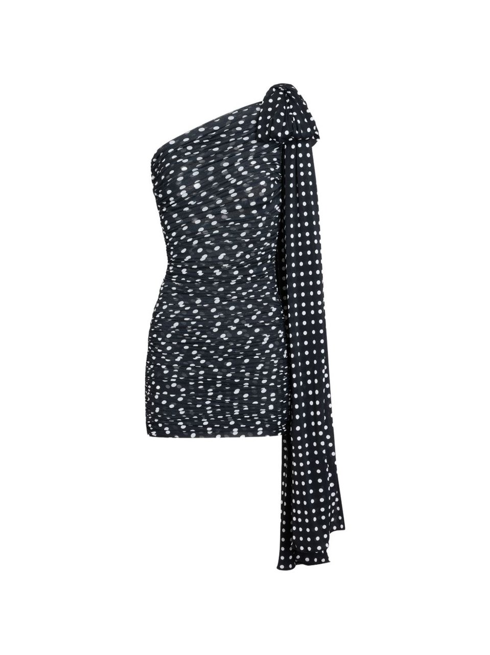 Patou Ruched One-Shoulder Mini Dress With Bow Detail Blauw