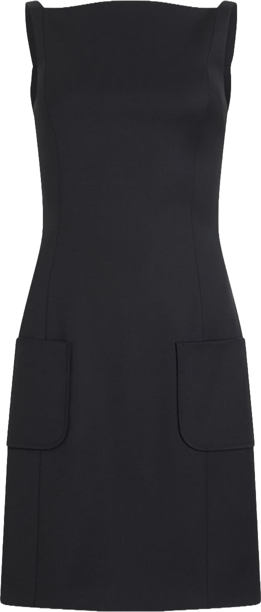 Patou Black Silk And Nylon Mini Dress Zwart