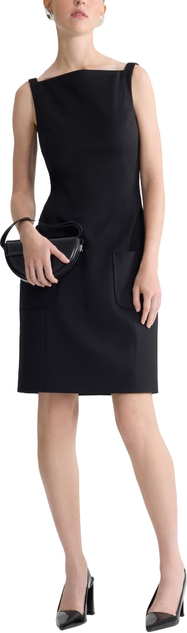 Patou Black Silk And Nylon Mini Dress Zwart