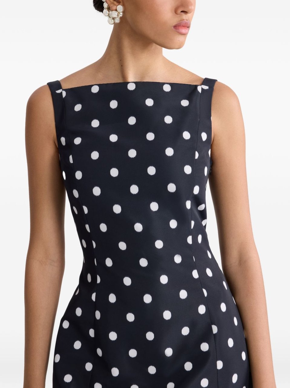 Patou Silk And Nylon Polka Dot Mini Dress Zwart