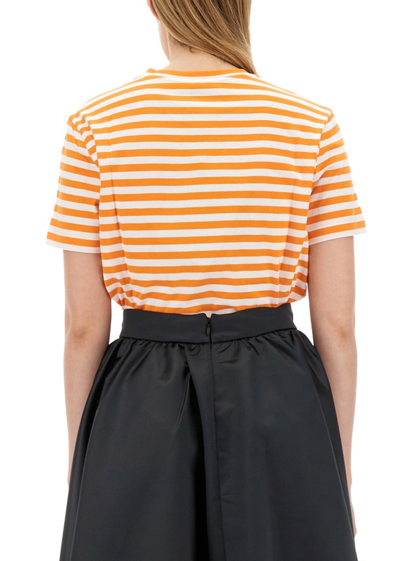 Patou Logo-Emblazoned Cotton T-Shirt With Bold Stripes Zwart