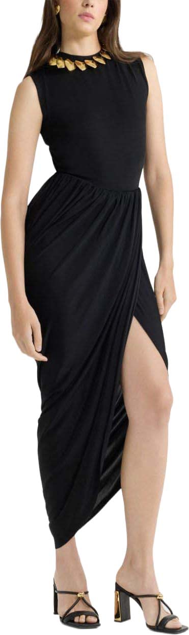 Patou Sleeveless Black Midi Dress Zwart