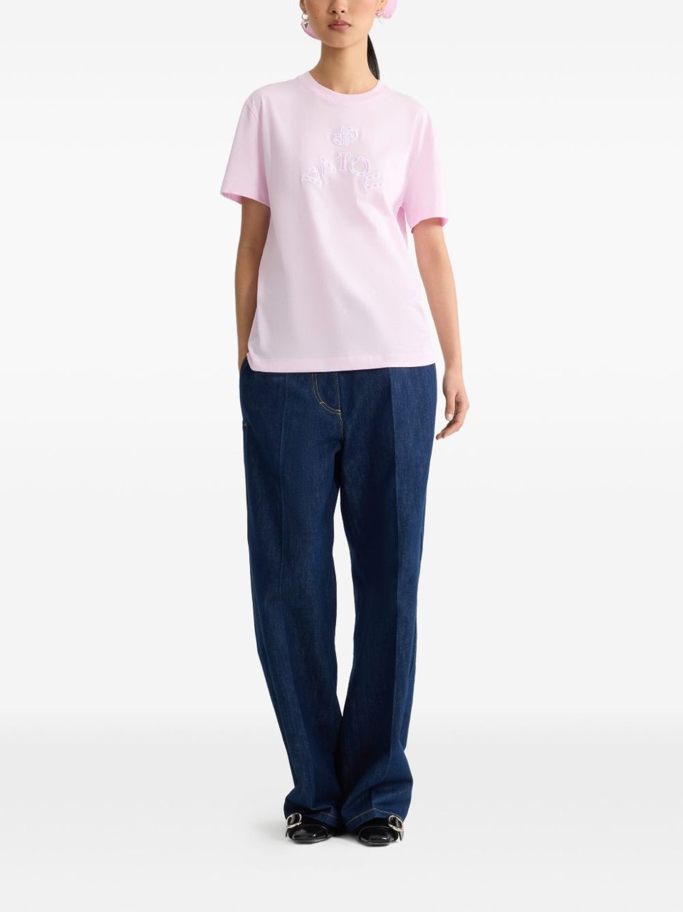 Patou Logo Detail Crew Neck Top Paars