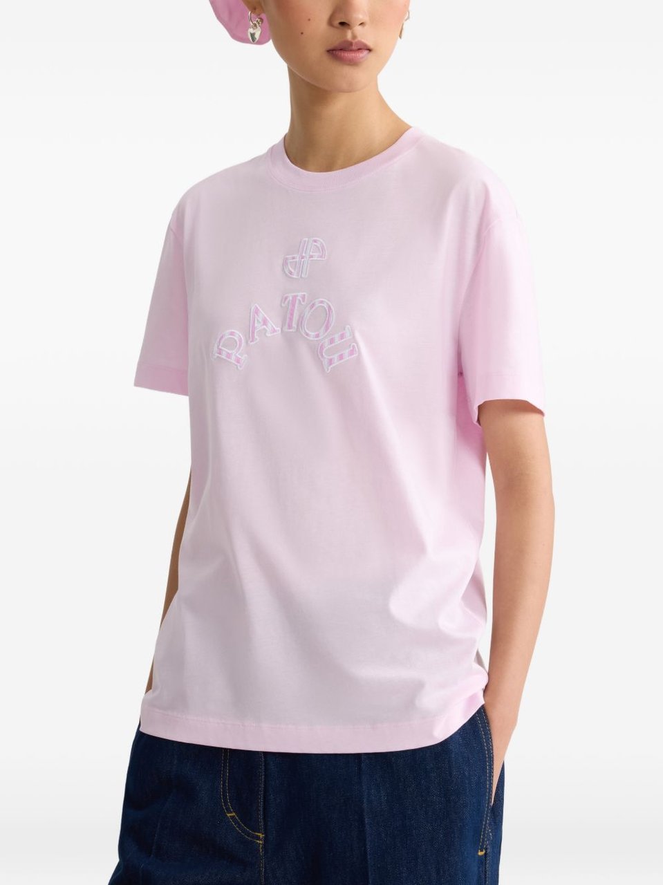 Patou Logo Detail Crew Neck Top Paars
