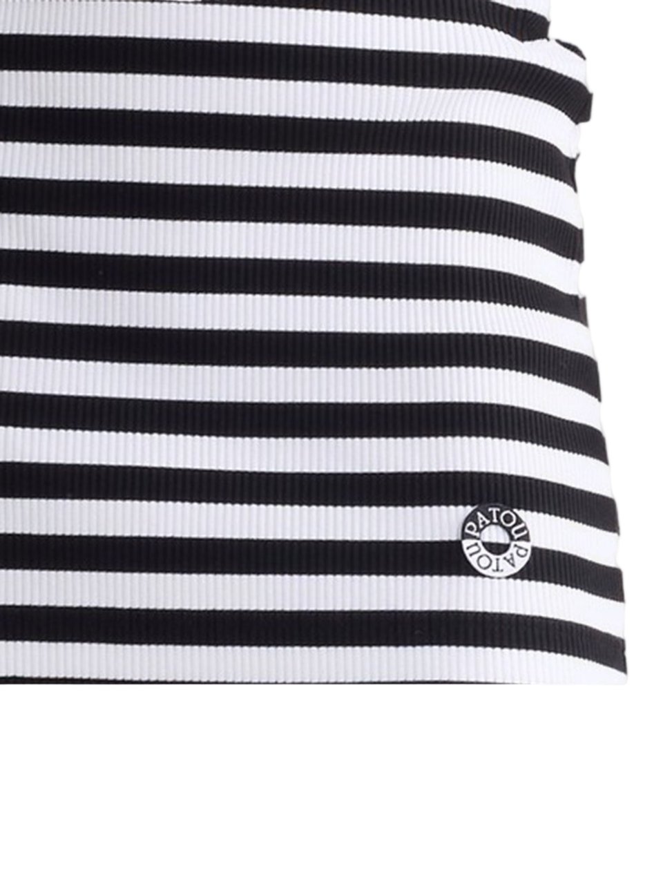 Patou Black One-Shoulder Striped Stretch Cotton Mini Dress Wit