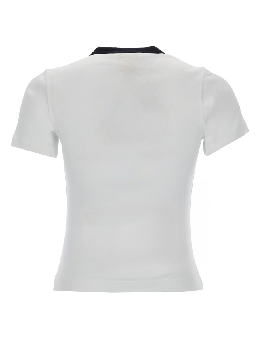 Patou Fitted Adorned Contrasting Trim T-Shirt Wit