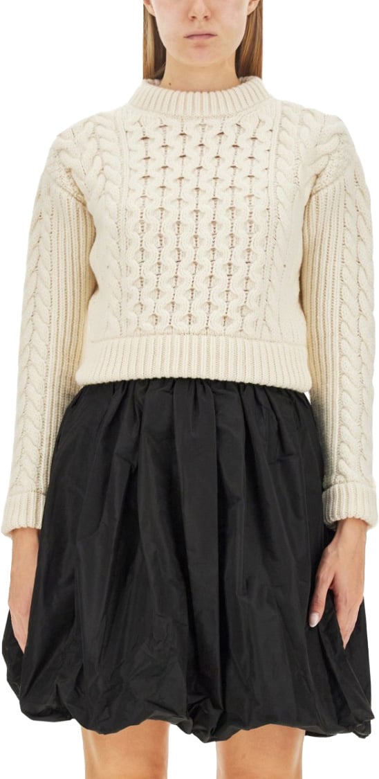 Patou Textured Cable Knit Sweater Neutraal
