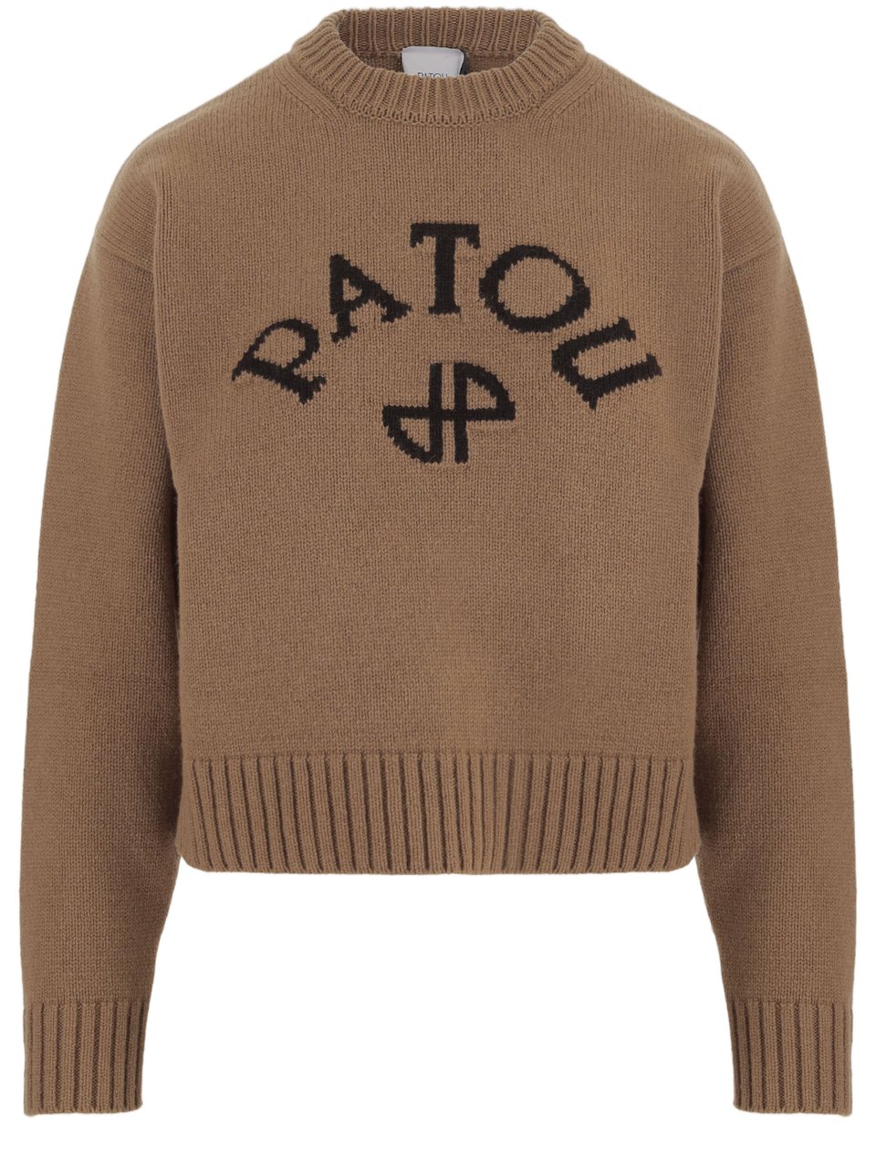 Patou Wool And Cashmere Blend Sweater With Contrast Logo Bruin
