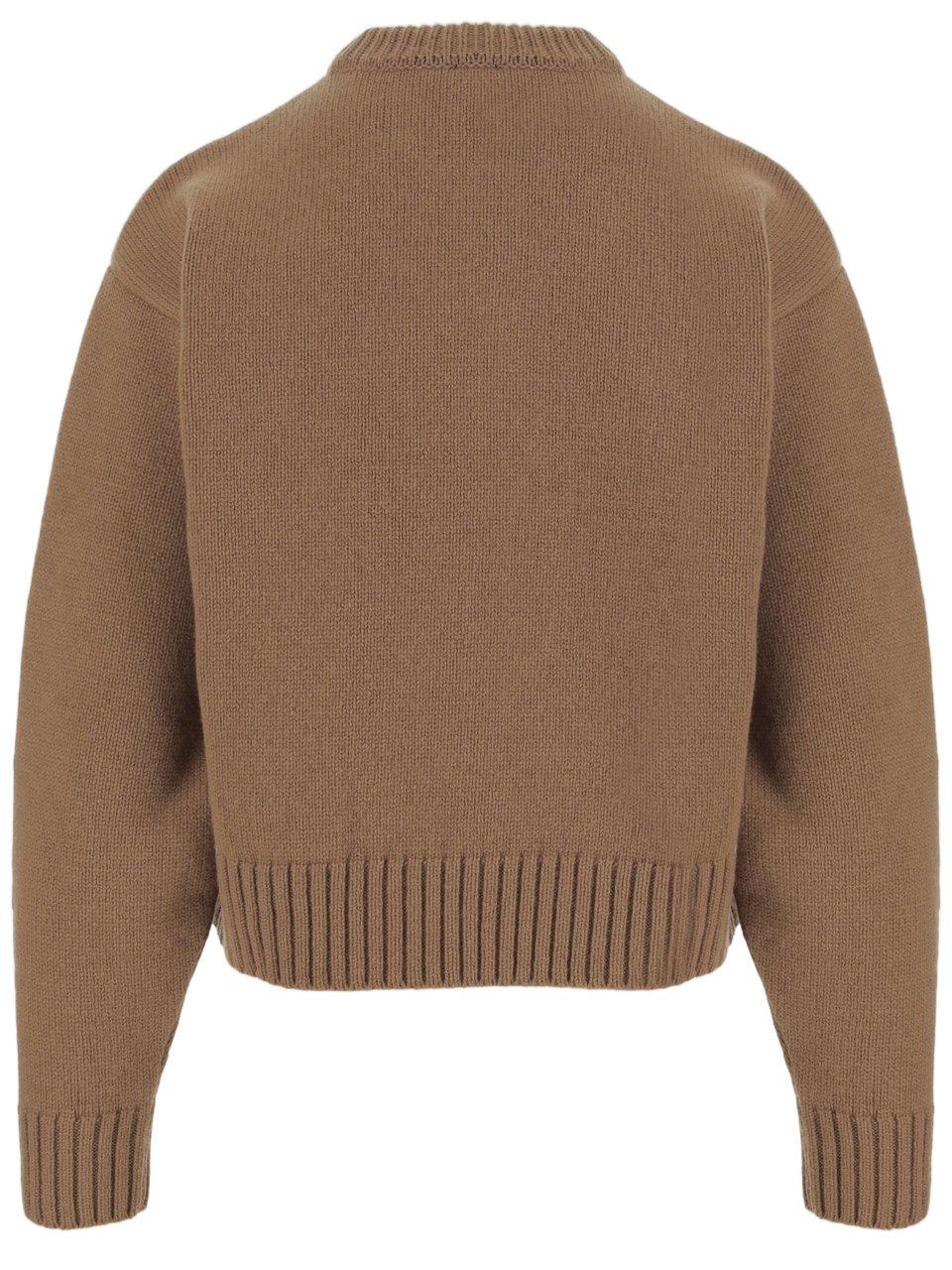 Patou Wool And Cashmere Blend Sweater With Contrast Logo Bruin