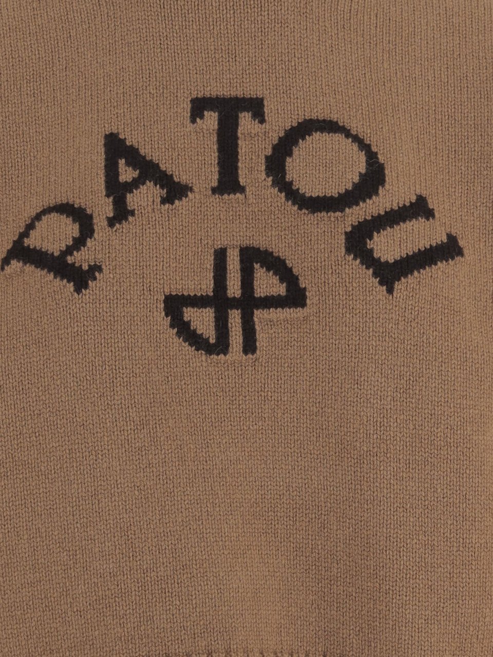 Patou Wool And Cashmere Blend Sweater With Contrast Logo Bruin