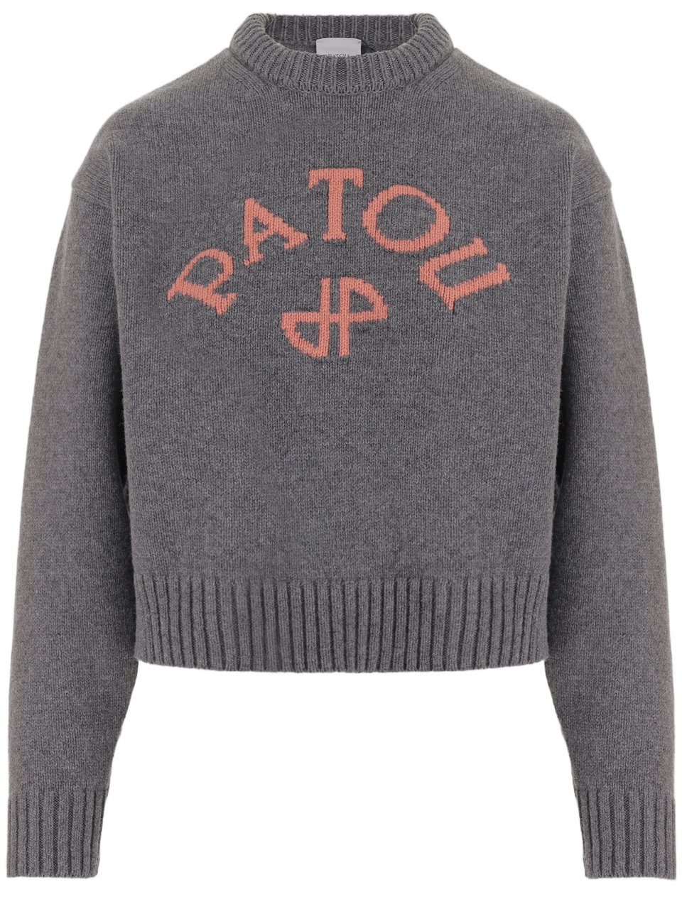 Patou Wool And Cashmere Blend Sweater With Embroidered Logo Grijs
