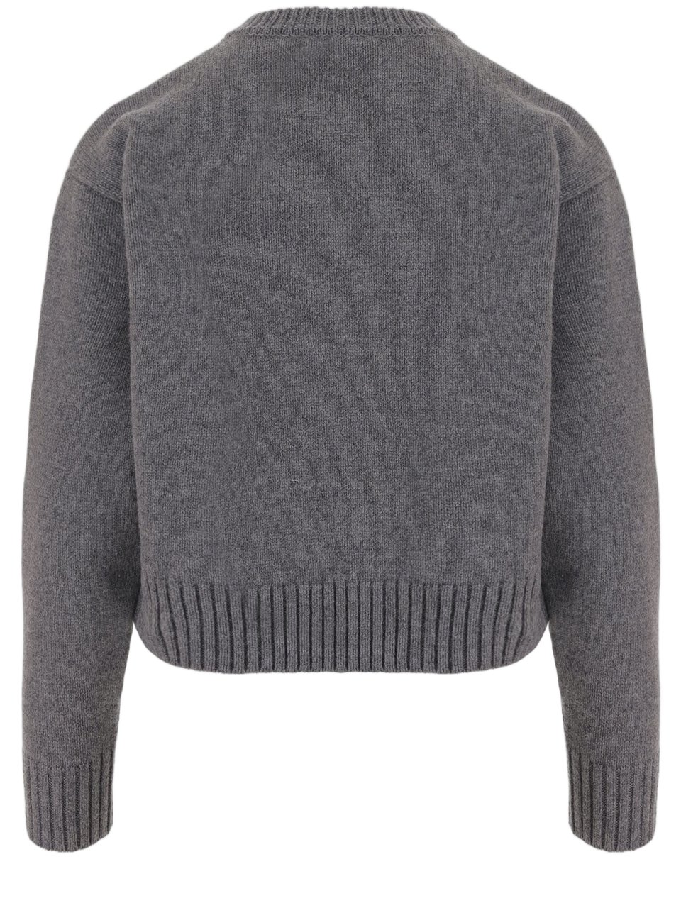 Patou Wool And Cashmere Blend Sweater With Embroidered Logo Grijs