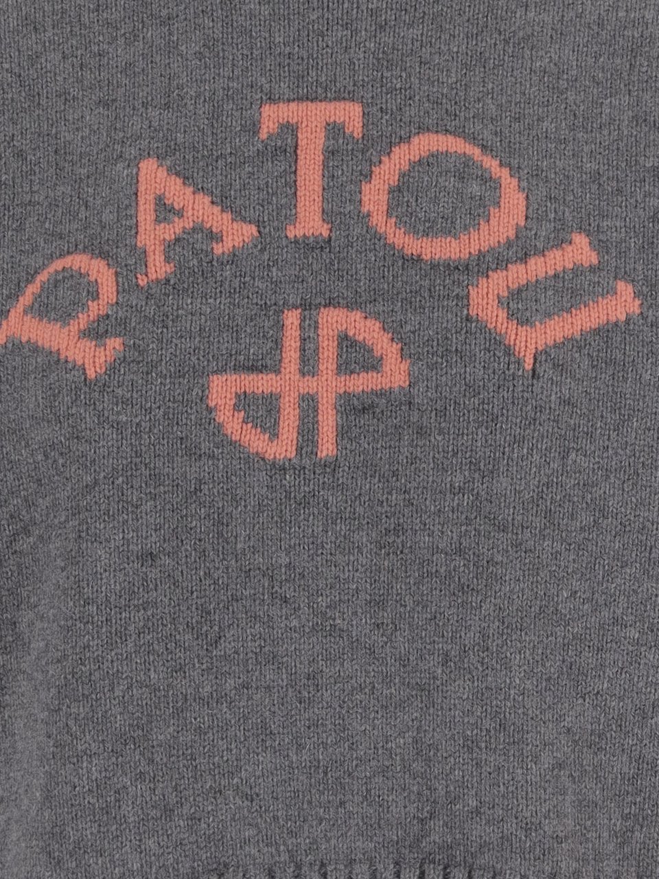 Patou Wool And Cashmere Blend Sweater With Embroidered Logo Grijs