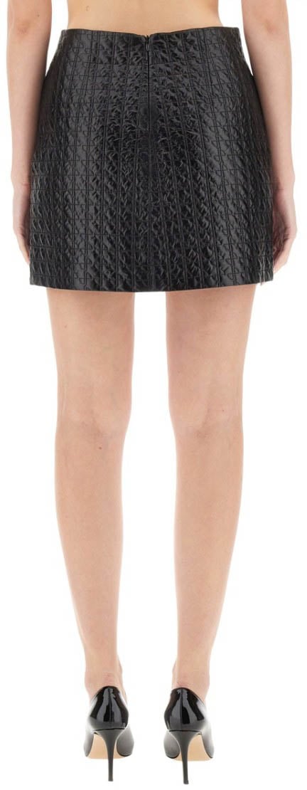 Patou Textured Black Mini Skirt With Fitted Silhouette Zwart
