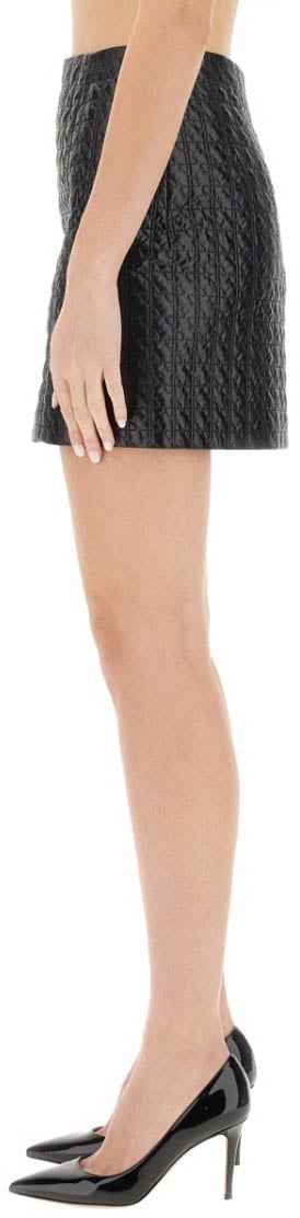 Patou Textured Black Mini Skirt With Fitted Silhouette Zwart