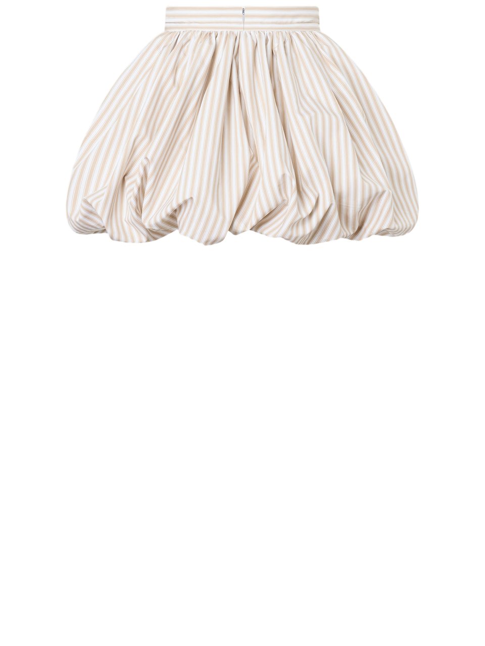 Patou White Striped Flounce Cotton Mini Skirt Neutraal