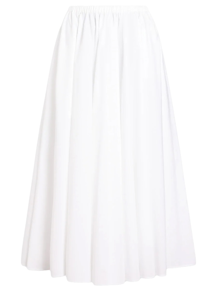 Patou White Soft Pleats Flowing Midi Skirt Wit