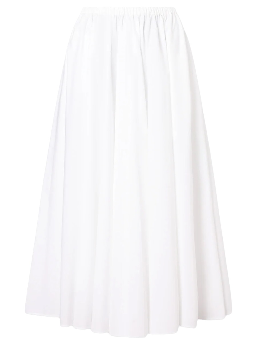 Patou White Soft Pleats Flowing Midi Skirt Wit