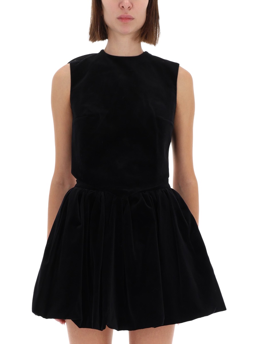 Patou Velvet Foulard Bow Peplum Top Zwart
