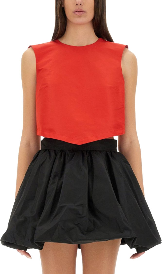 Patou Cropped Red Top With Open Back Rood