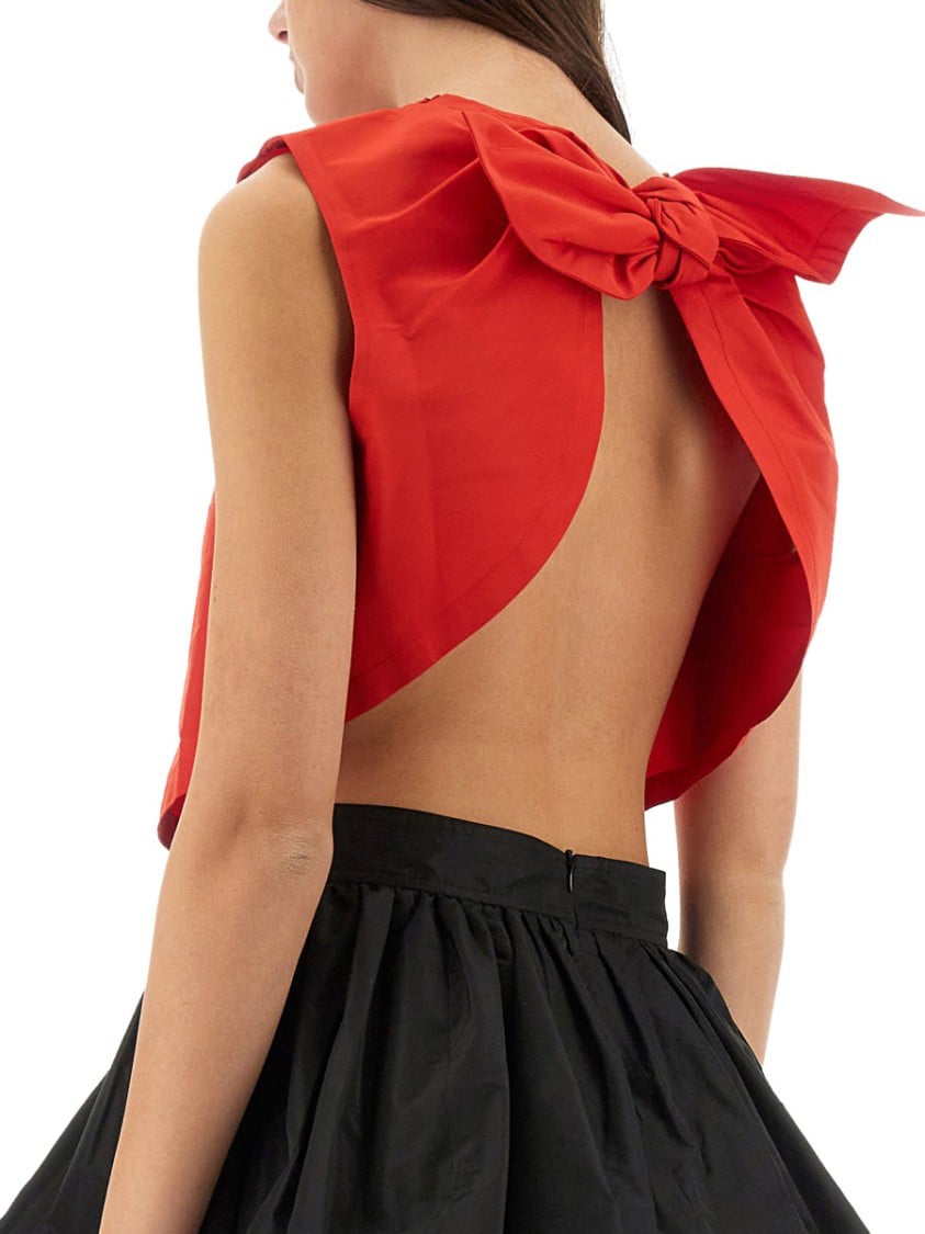 Patou Cropped Red Top With Open Back Rood