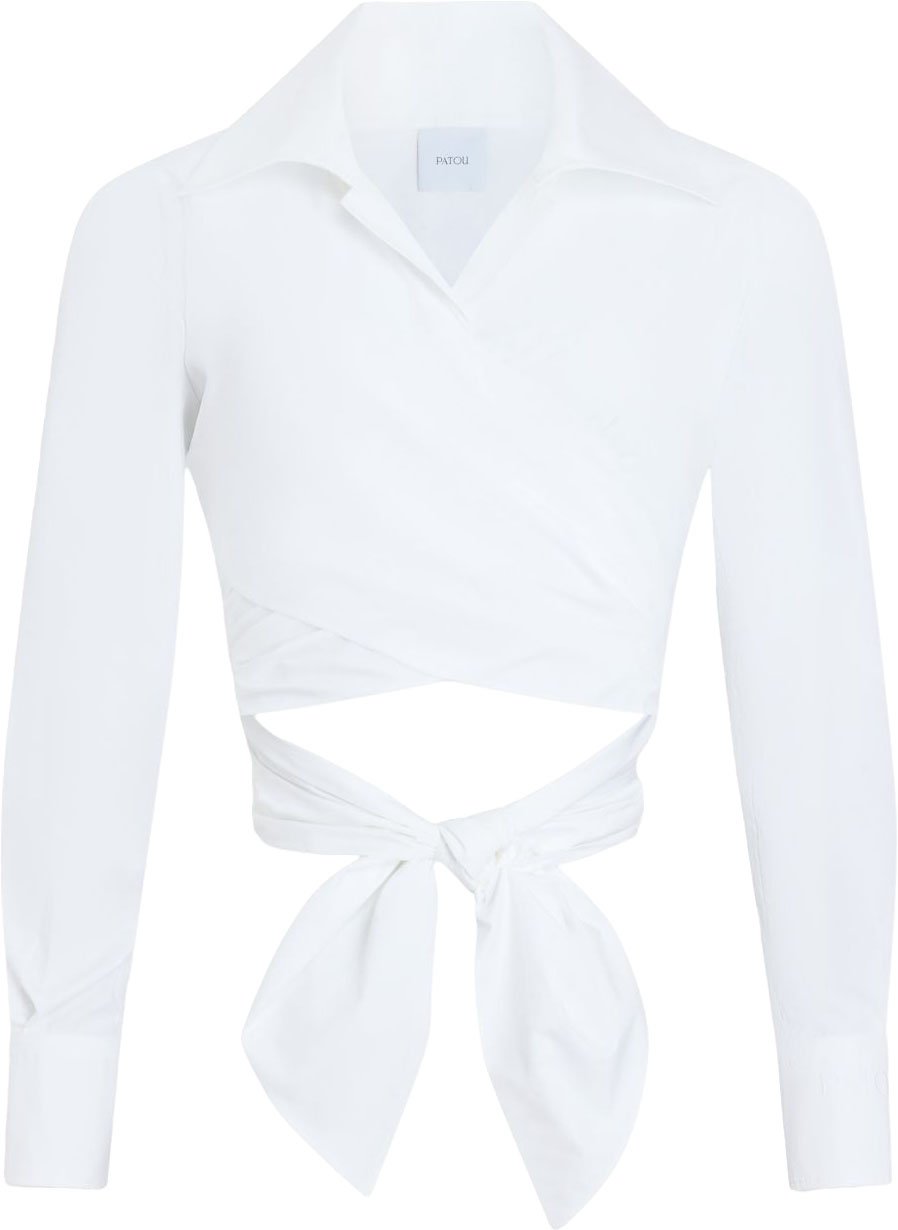 Patou Collared Knotted Front Cut Out Back Top Wit