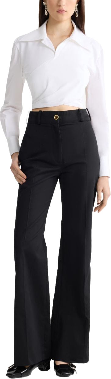 Patou Collared Knotted Front Cut Out Back Top Wit