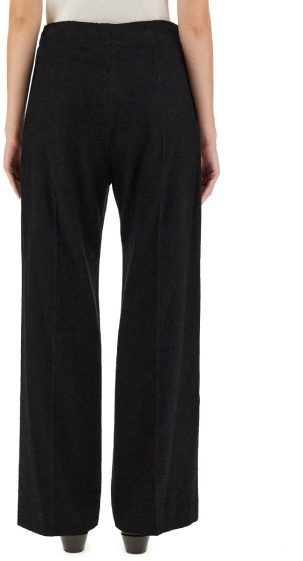 Patou Wide-Leg Black Pants With High Waist Zwart