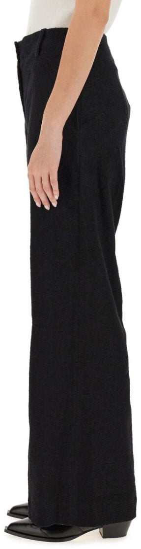 Patou Wide-Leg Black Pants With High Waist Zwart