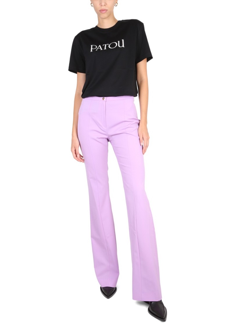 Patou High-Waisted Flared Virgin Wool Pants Paars