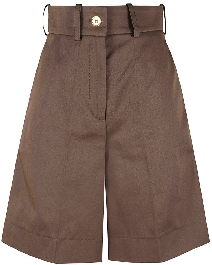 Patou Tailored Brown Shorts With High Waist Bruin
